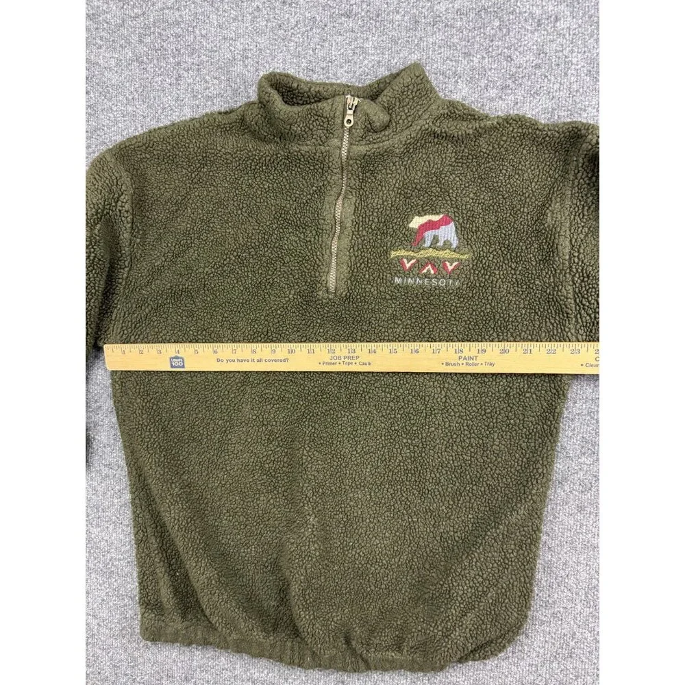 Vintage Art Unlimited Jacket Mens Large Green Berber Fleece 1/4 Zip Minnesota‎
